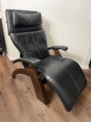 Human Touch PC-420 Dark Walnut Zero Gravity Perfect Chair Black Prem Leather