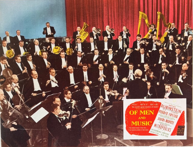OF MEN AND MUSIC movie lobby card HEIFETZ RUBINSTEIN NY PHILHARMONIC 1951