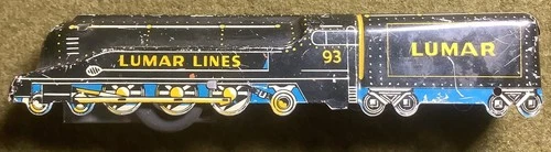 MARX Lumar Lines Tin Toy Friction Train Engine (for parts or repair only)