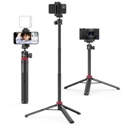 MT-44 Auto Open Phone Tripod, 59'' Extendable Selfie Stick Vlog Stand with 2 i...
