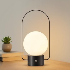 Cordless Portable Table Lamp, Black 2600mAh Rechargeable Battery Operated Lam...