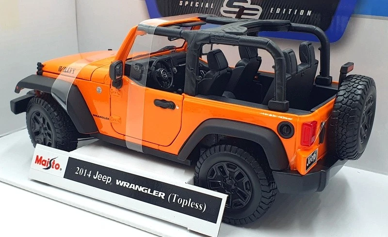 Maisto 1/18 Scale Diecast 46629 - 2014 Jeep Wrangler Topless - Orange - Image 2 of 4