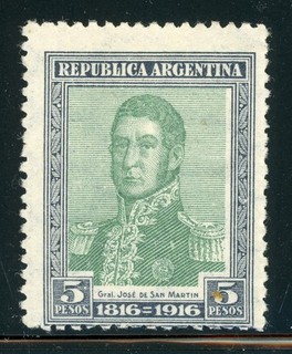 ARGENTINA MH Selections: Scott #228 5P Black/Gray Green 1816 1916 CV$100