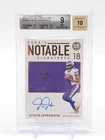JUSTIN JEFFERSON 2020 PANINI ENCASED ROOKIE AUTO /50 #RNS-JE BGS 9 Q0004