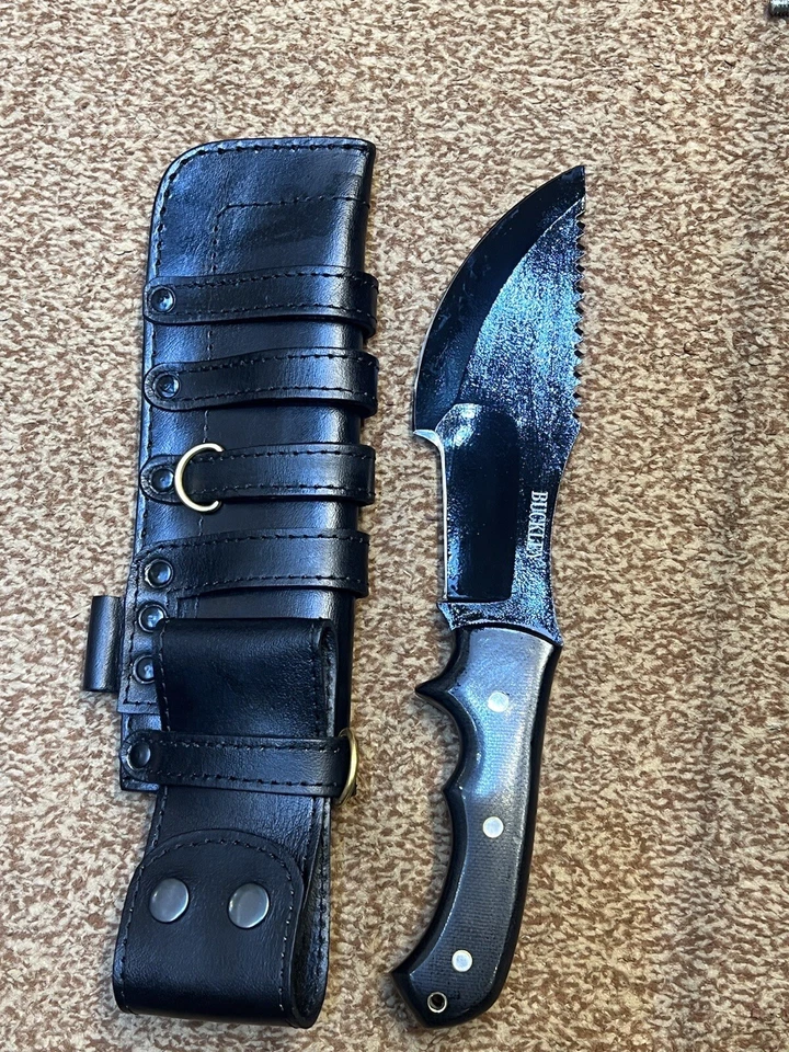 HSK forest Tracker Knife Black Linen Micarta Handle Sheath 62 HRC D2 Tool Steel - Image 3 of 4