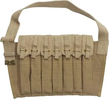 WWII British Sten SMG 7 Pocket Magazine Bandolier Khaki Ammo Pouch