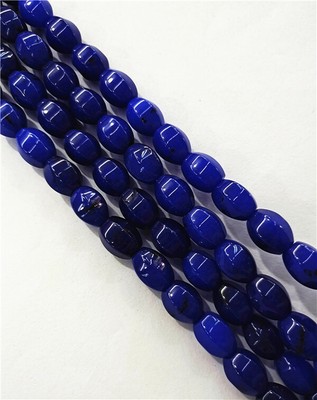 28Pcs/Strand 14x10mm Blue Malay Jade Oval Six Angle Rice Beads 15.5'' QQ763