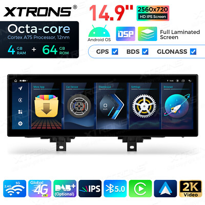 For BMW M3 M4 F80 F82 F83 Android 14 Head Unit 14.9 Inch 2K 4G 64G CarPlay DSP