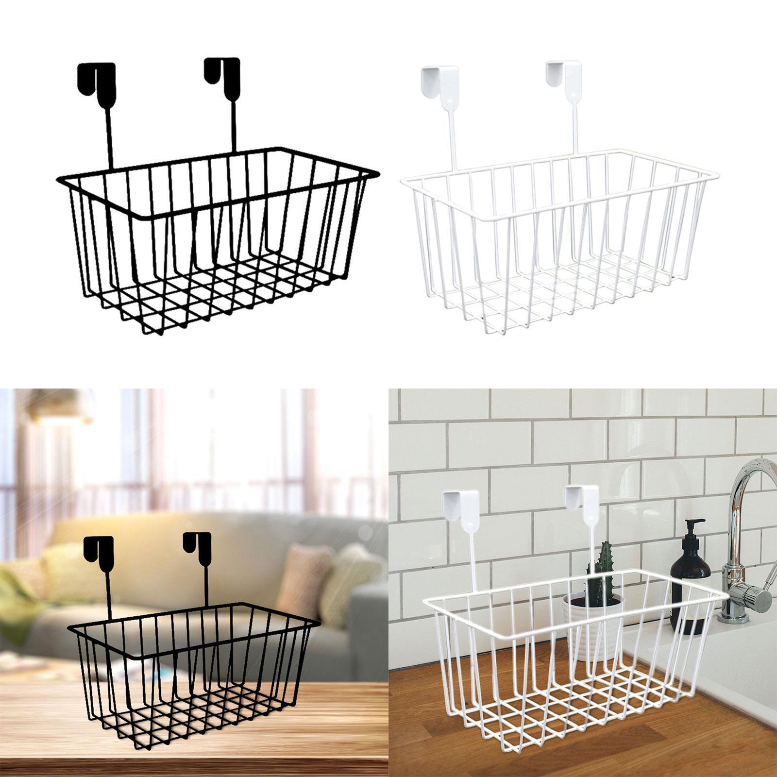 Grid Storage Baskets with Hooks Over Cabinet Door Organizer Basket Shelves-image