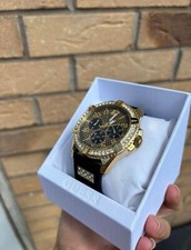 GUESS Frontier Crystal Set Black Silicon Strap Watch