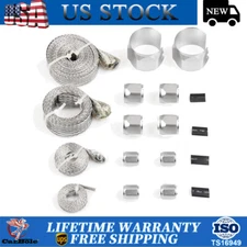 Stainless Steel Braided Dress-Up Hose Cover Radiator Hose Sleeving Kit Silver