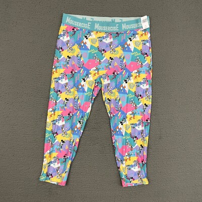 Disney Leggings Womens XL Colorful Mickey Mouse Activewear Casual Mom
