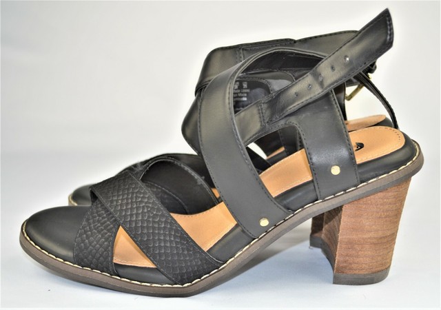 Dr. Scholl's Women's Precise Black 8M Ankle Strap Block Heel Sandals NWOB for sale online