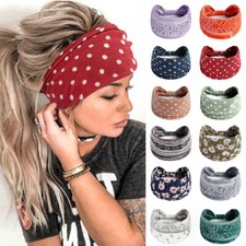 Women Boho Wide Stretch Headband Turban Sports Yoga Gym Hairband Headwrap