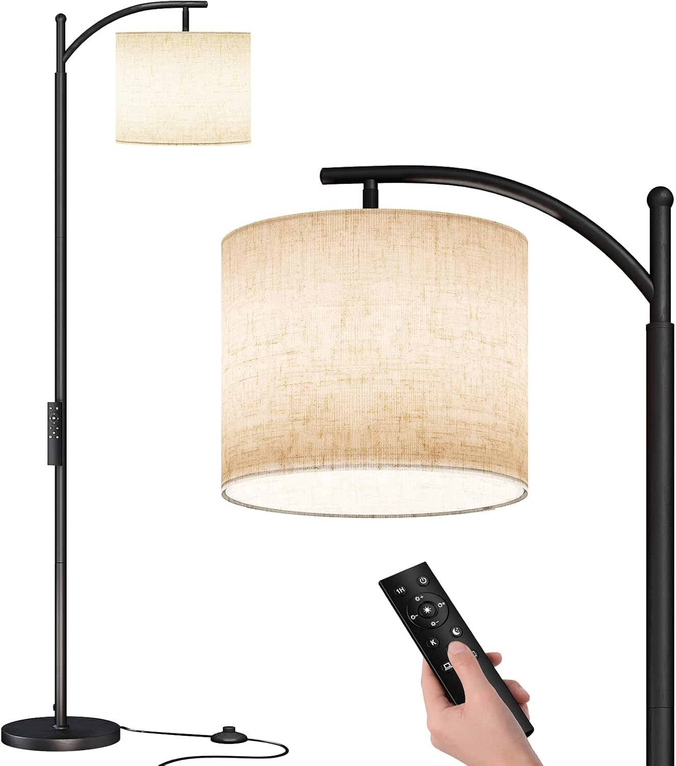 SUNMORY Modern Arc Floor Lamp with Remote Control and Stepless Dimming