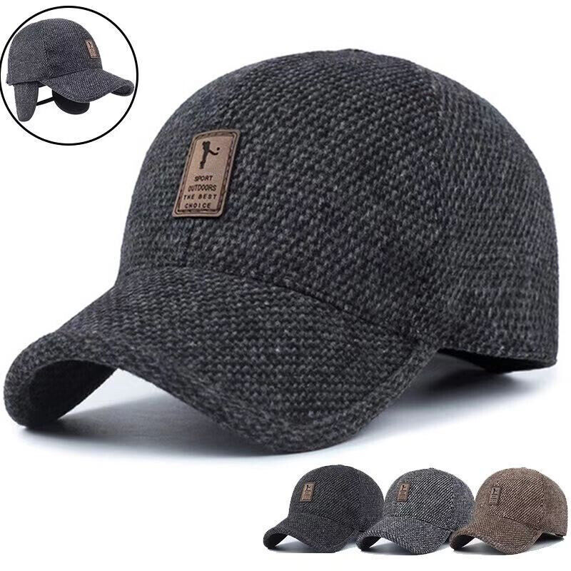 Gorra de béisbol de invierno Wessiny con orejeras, gorra de béisbol cálida ajustable para hombre