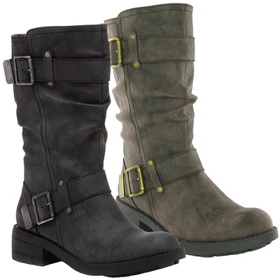Rocket Dog Trumble halbhohe Damen-Bikerstiefel mit Reißverschluss und Schnalle Größe 4 bis 8