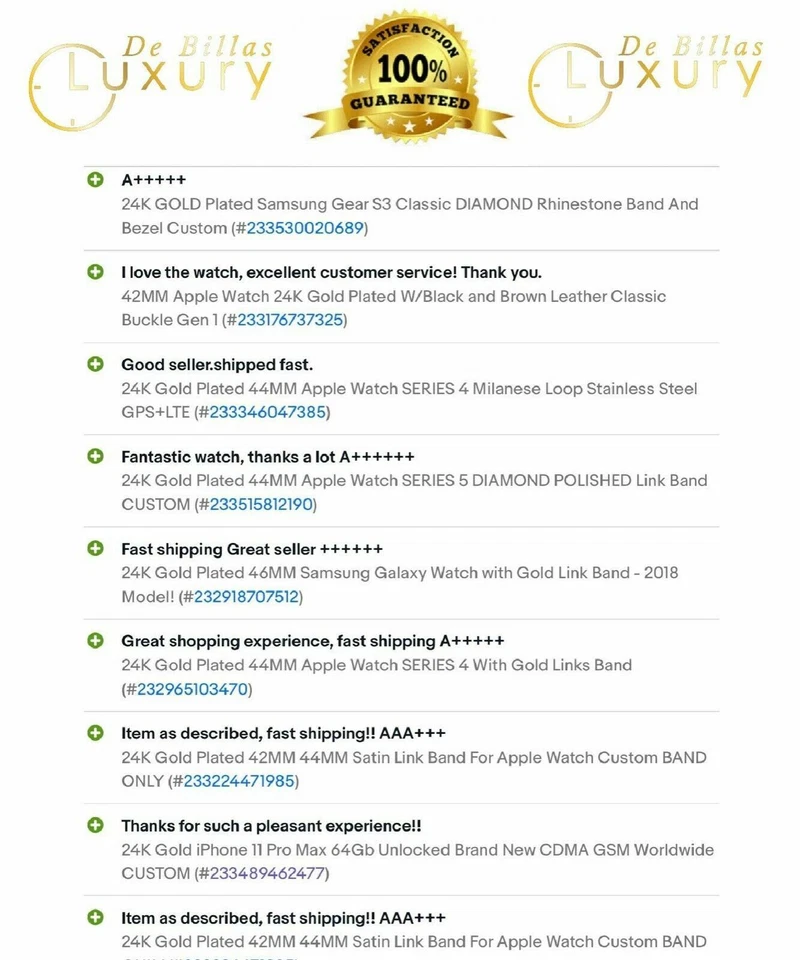 24K GOLD Plated 42MM Apple Watch SERIES 3 Blue Plain Leather Band - Image 4 of 4