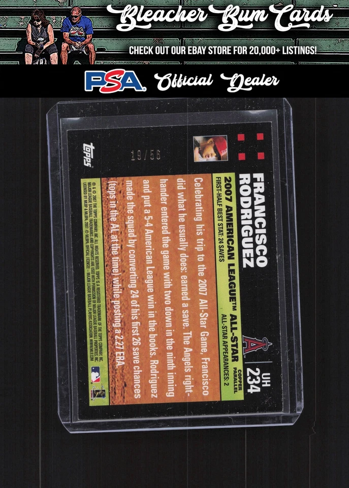 Topps 2007 actualizaciones y aspectos destacados UH234 Francisco Rodríguez cobre #/56 Foto 2 de 2
