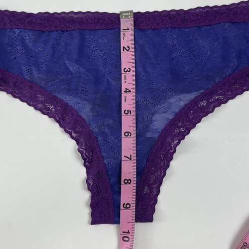 Natori Escape Lace Thong Panty Underwear Blue Purple Medium NWOT NEW - Picture 4 of 6