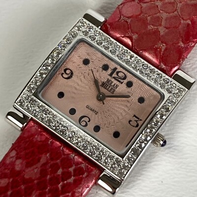 Nolan Miller Watch Women Silver Tone Pave Bezel Bling w/Box New