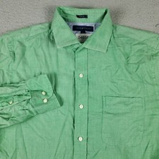 Tommy Hilfiger Shirt Mens 15.5 Green Dress Button Up Long Sleeve