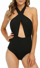 Mara Hoffman L111858 Womens Black Solid Stretch Lined Monokini Swimsuit Size XS