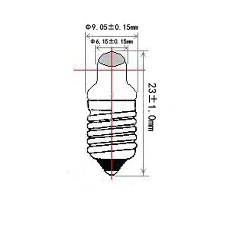 Miniature Pen light Torch Mini Small Light Bulb Size 9x23mm E10 Screw 2.2V 0.25A - Image 2 of 4