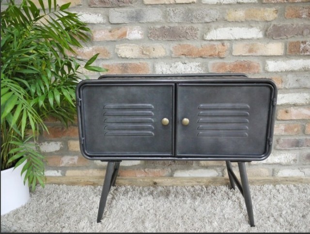 Indian Bedside Table Rustic End Furniture Round Side Cabinet Industrial Unit For Sale Ebay