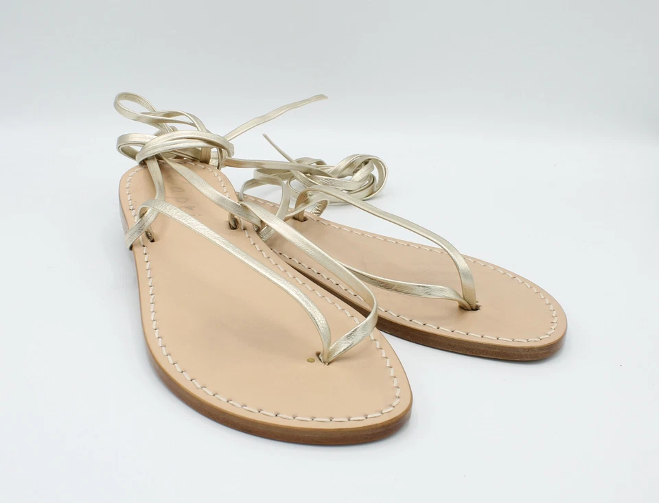 Sandali Artigianali da donna alla schiava bassi infradito in cuoio fatti a mani - Immagine 4 di 4