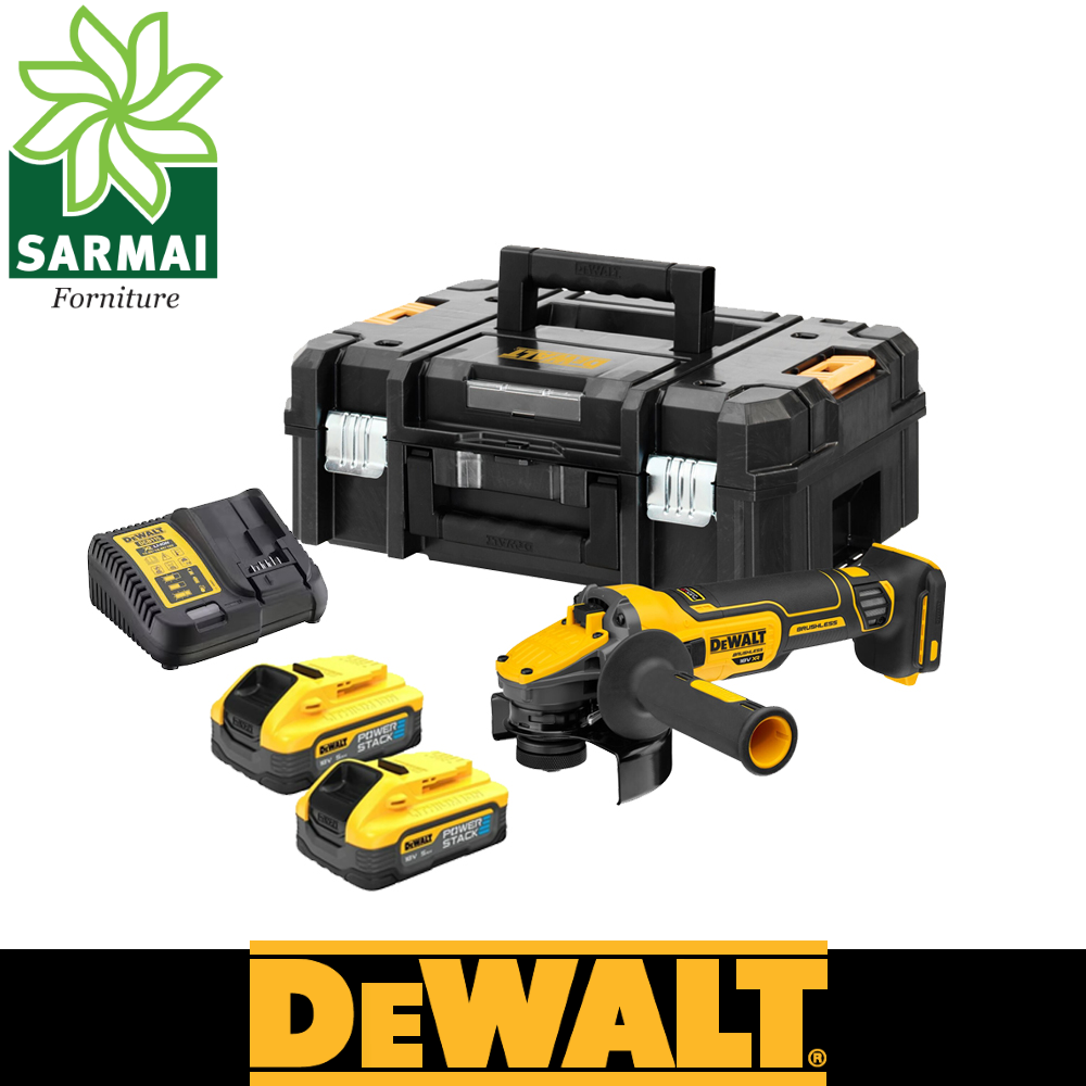 DEWALT DCG409H2T-QW Smerigliatrice 18V 125 mm con 2 batterie 5 ah powerstack