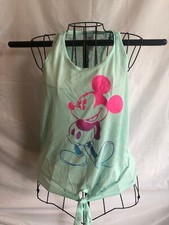 Disney Mickey Mouse MEDIUM 7/9 Juniors Green Sleeveless Tanktop Shirt AF