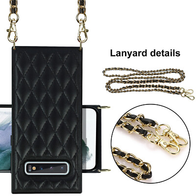 Leather Crossbody Case For Samsung Galaxy S10, BackCase Chain Strap, Purse
