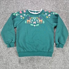 Mini Boden Sweatshirt Girls 6-7Y Green Embroi...