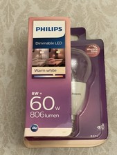 Philips Warm Glow LED E14 Edison 60w Dimmable Mini Globe Light Bulbs 806lm