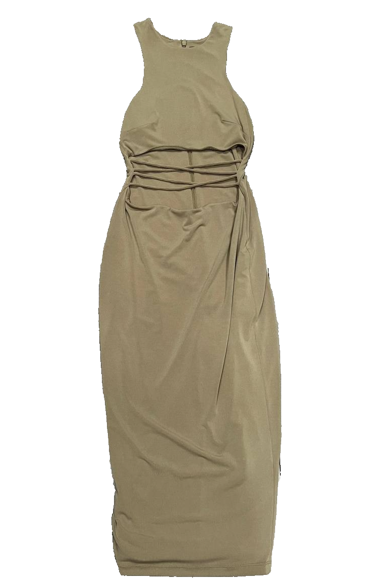 Nookie Mid-length dress Y2K preppy Fairy babydoll Olive Sz 12 A005393