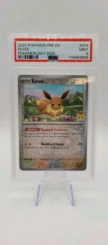Pokemon TCG: Eevee 074 - Pokemon Day 2025 Reverse Holo PSA 9 MINT