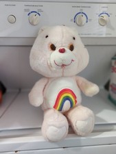 Vintage 1983 Cheer Bear Care Bears Kenner - Pink Plush Stuffed Animal Rainbow