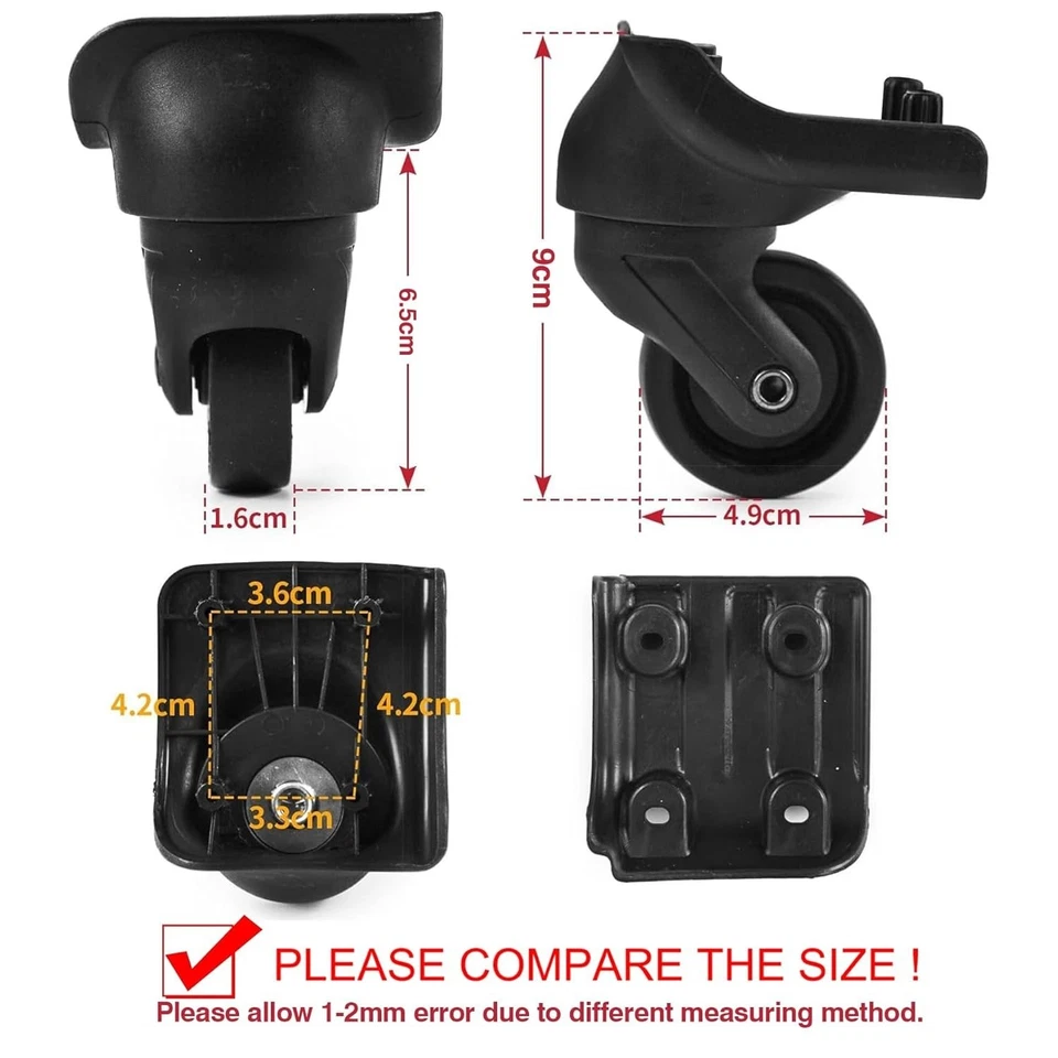 Volein 2 Pair Kofferrollen Ersatzrollen für Koffer Koffer Ersatzrollen Schwen... - Bild 3 von 4