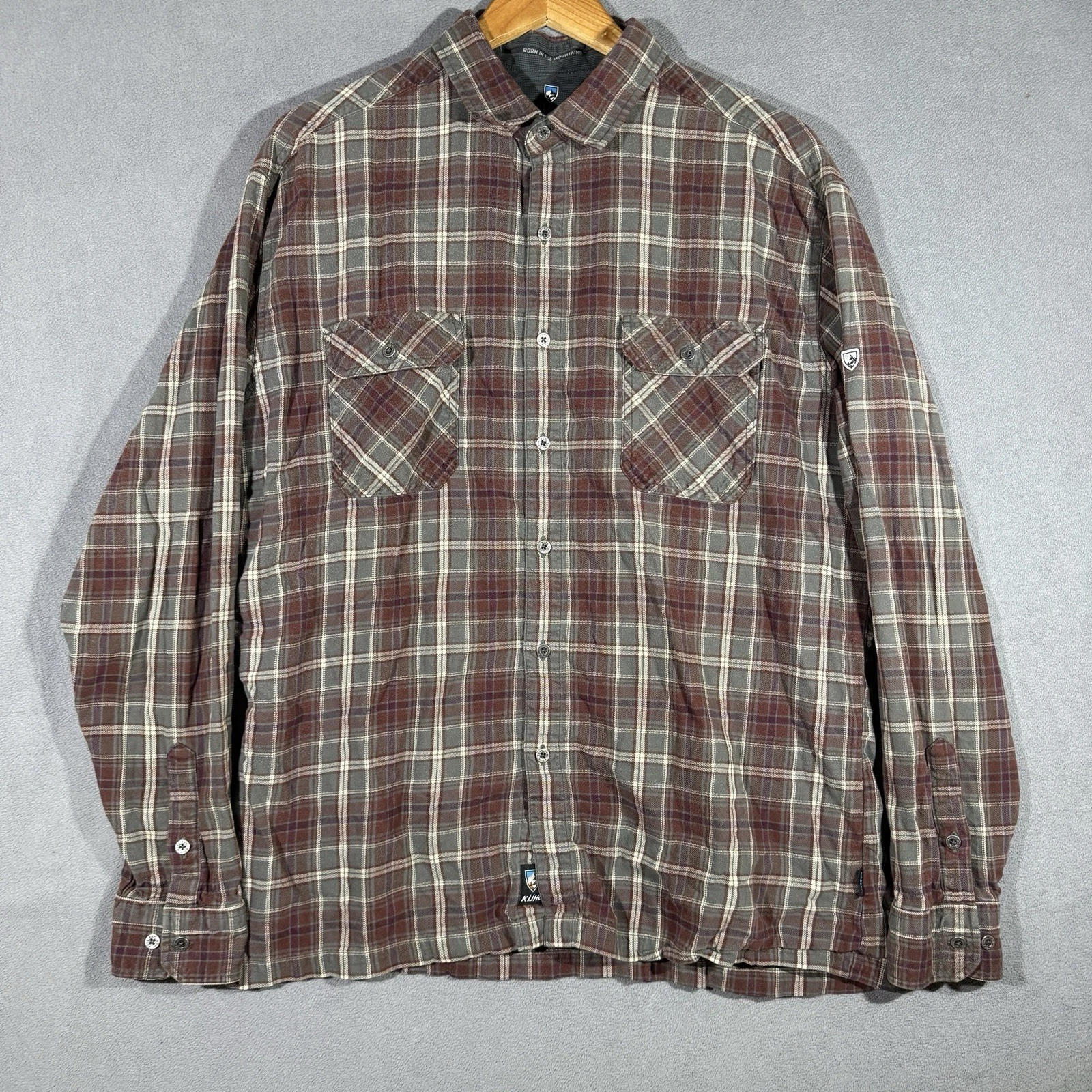 Kuhl Dillingr Flannel Long Sleeve Button Up Shirt Men's Size XL 7186 Hiking