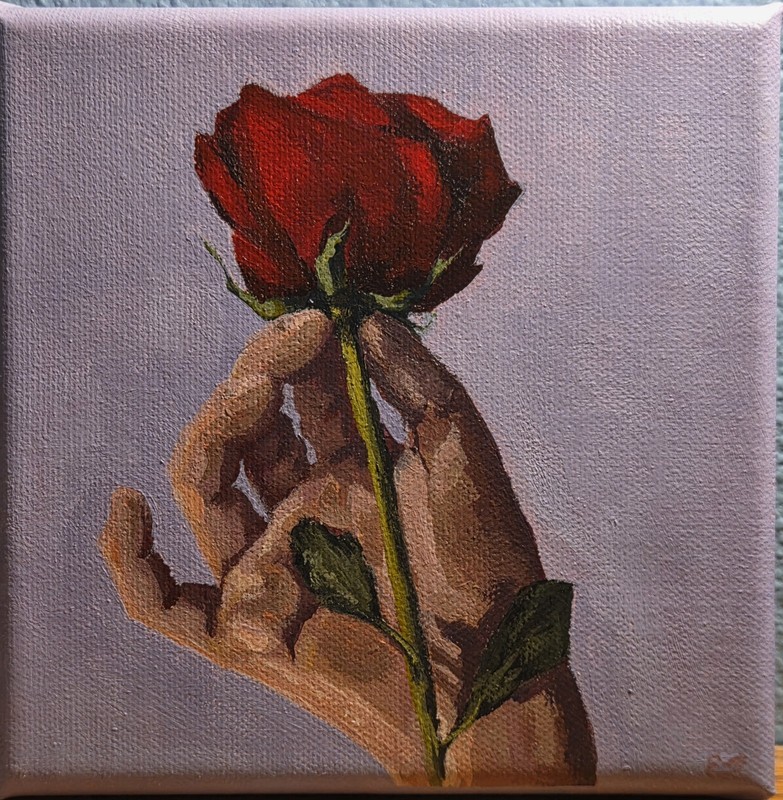 Original Acrylic On Canvas Impressionist "A Gentle Gift" Signed 6x6 OOAK