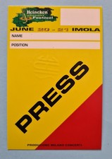 VASCO ROSSI Raro PASS PRESS Concerto Imola 1998 Mai utilizzato