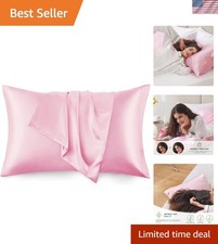 Machine Washable King Size Satin Pillowcases - Set of 2 for -Round Comfort