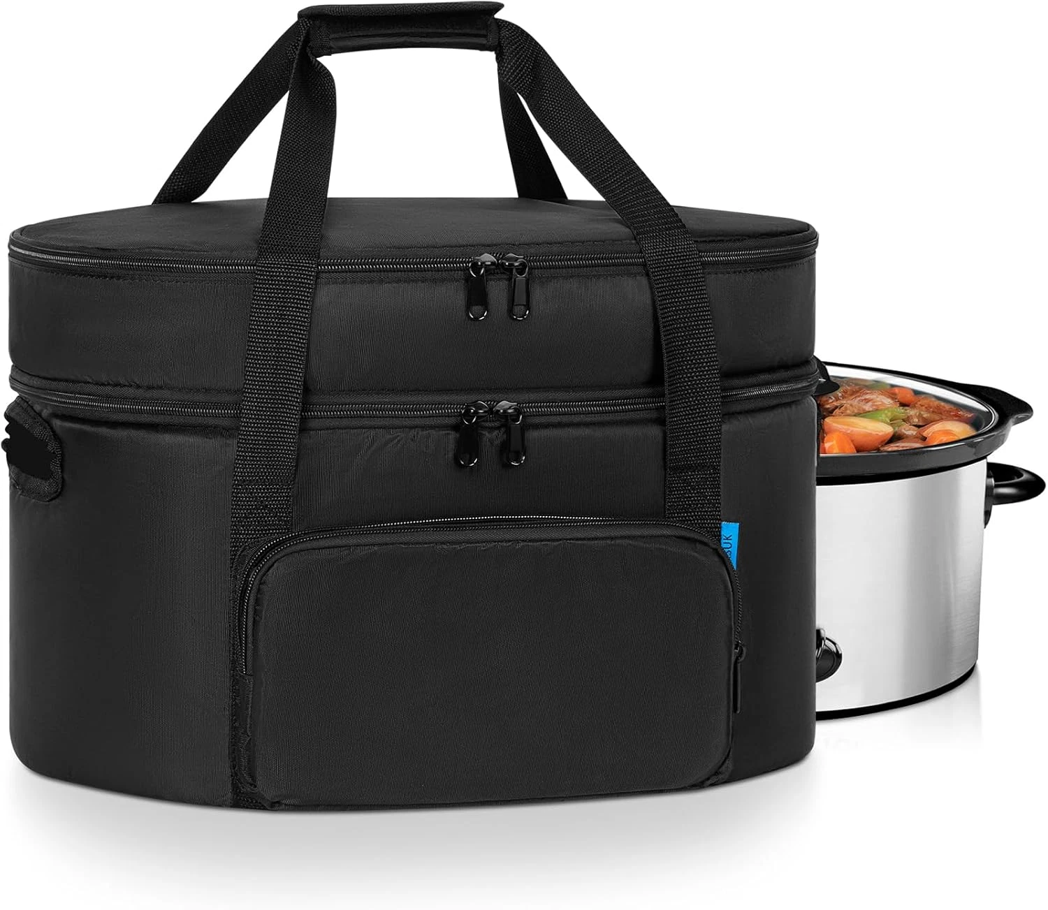 Double-Layer Slow Cooker Travel Bag Compatible with 6, 7, 8 Quart Crock-Pot, Ins