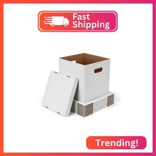 CRUGLA Vinyl Record Storage Boxes with Lids 7 Pack, 13 Inch Cube, Collapsible Co