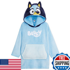 Bluey Kids Blanket Hoodie: Cozy Fleece Wearable, Girls Gifts Bluey Design