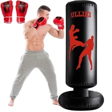 65" Punching Bag for Adults and Kids with Gloves - Freestanding Heavy Boxing Bag