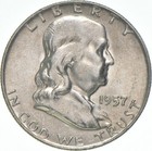 1957-D Franklin Half Dollar AU 90% Silver *0800 — photo 1
