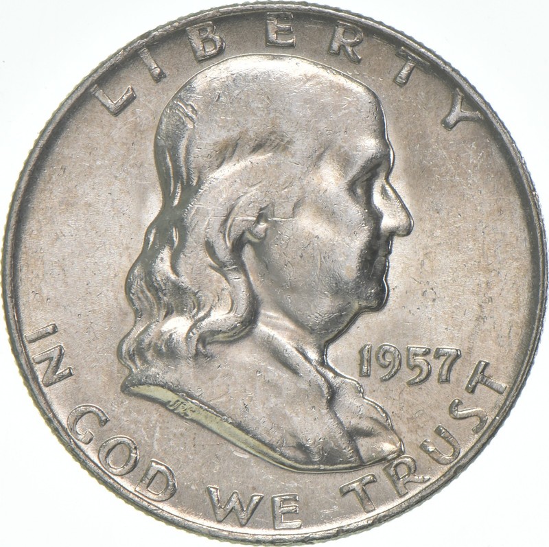 1957-D Franklin Half Dollar AU 90% Silver *0800