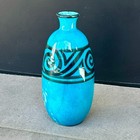 Vase ovoïde en céramique à émail bleu craquelé – Edmond Lachenal - Art déco